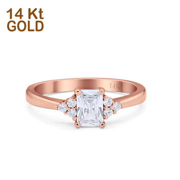 14K Rose Gold Radiant Cut Engagement Ring Simulated CZ Size-7